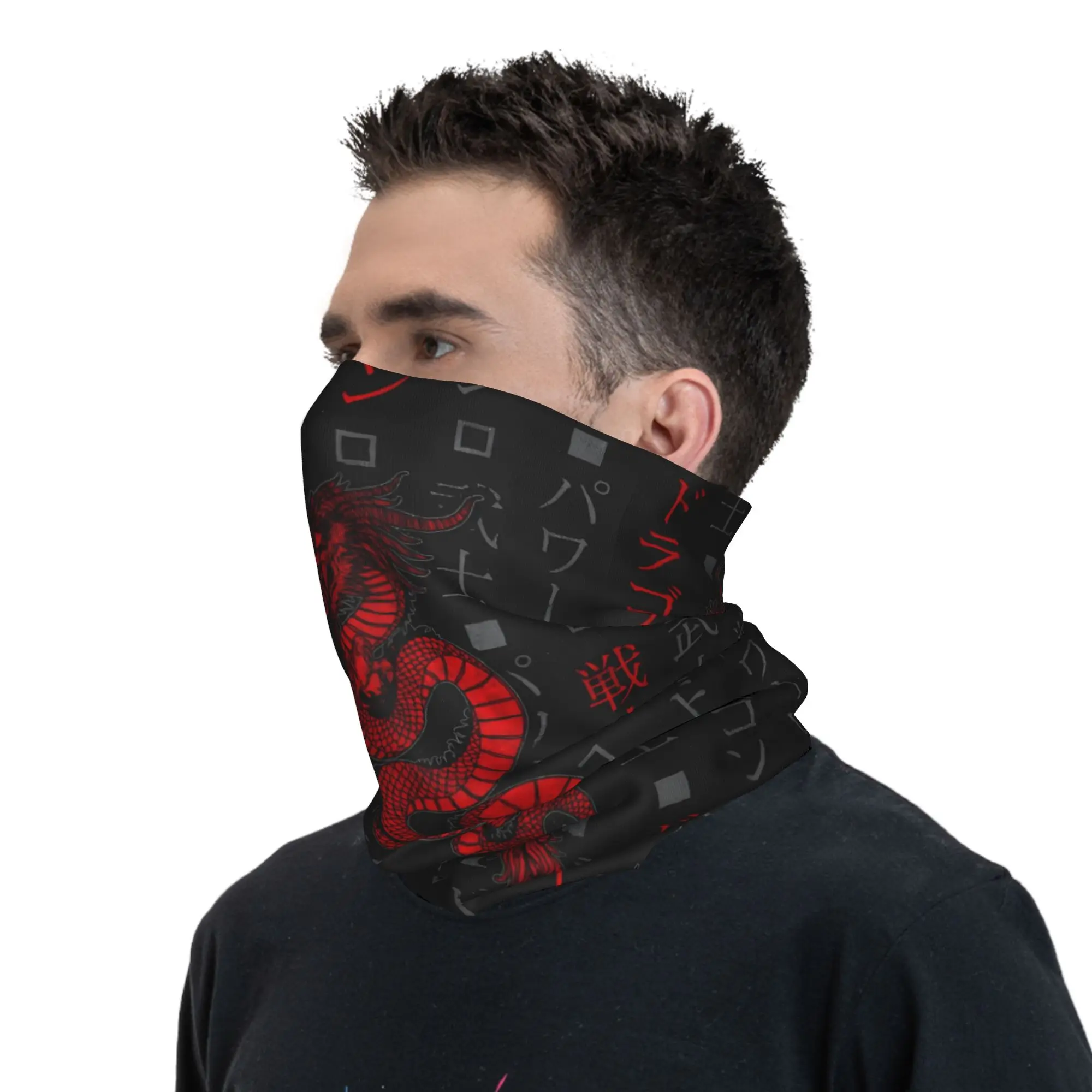 Red Dragon Animal Bandana Neck Gaiter Windproof Face Scarf Cover Men Women Symbolizes Luck New Year Gift Headwear Tube Balaclava view 6