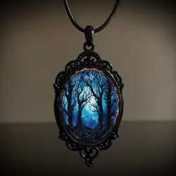 Handmade Tree Like of Life Crystal Dried Flower Necklace Resin Dome Glass Cabochon Flower Tree Pendant Necklace for Women Girls