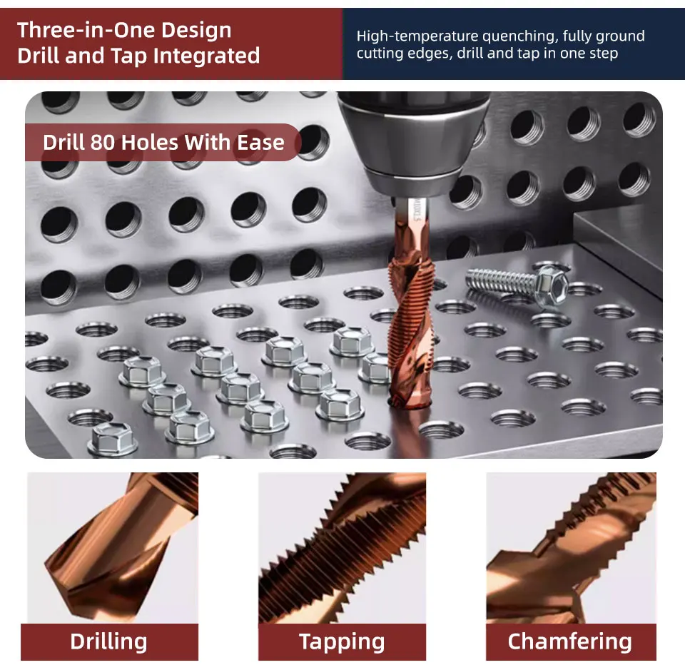 BB Gewindebohrer Kombination TiN HSS Hartmetall ISO H2 Metrische Maschine Handgewindebohrwerkzeug Sechskant-Vierkantschaft-Set für Metall Holz – Detail 14