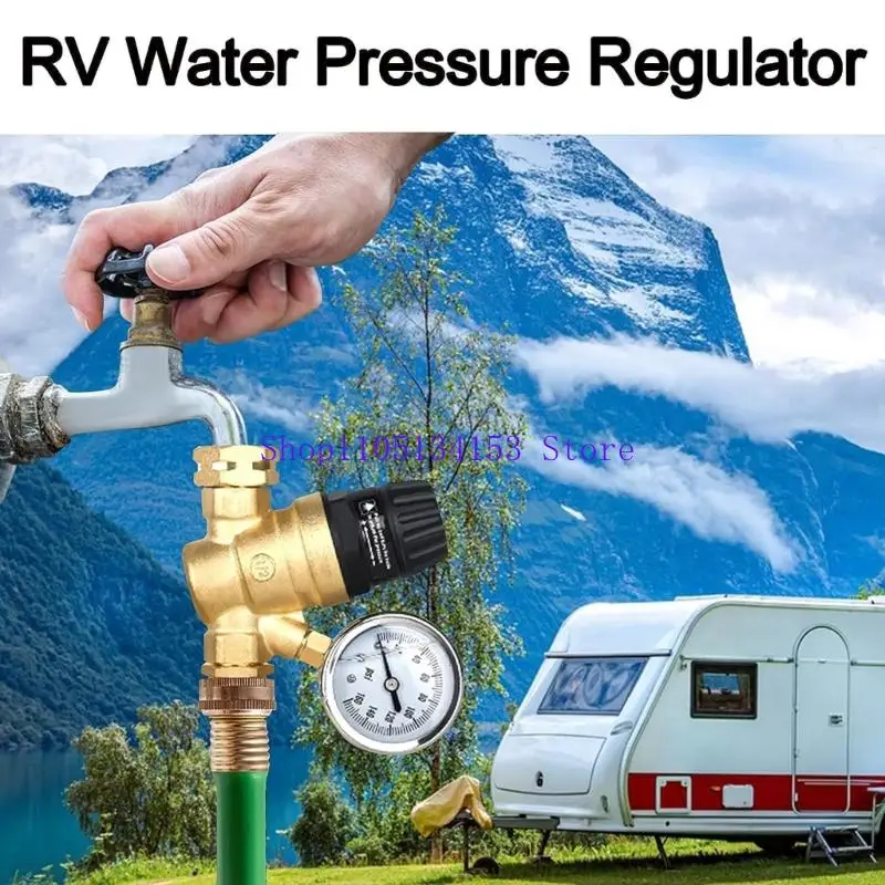 Hg89 مخفض ضغط المياه RVs صمامات منظم ضغط المياه مع مقاييس 160PSI مدخل مرشحات فحص مقبض قابل للتعديل #4
