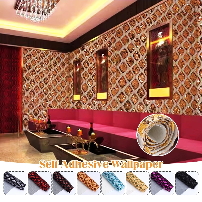 

KTV Wallpaper Sequins Reflective Wall Cloth 3D Reflective Special Bar Ballroom Private Room Creative Background Wall Cloth