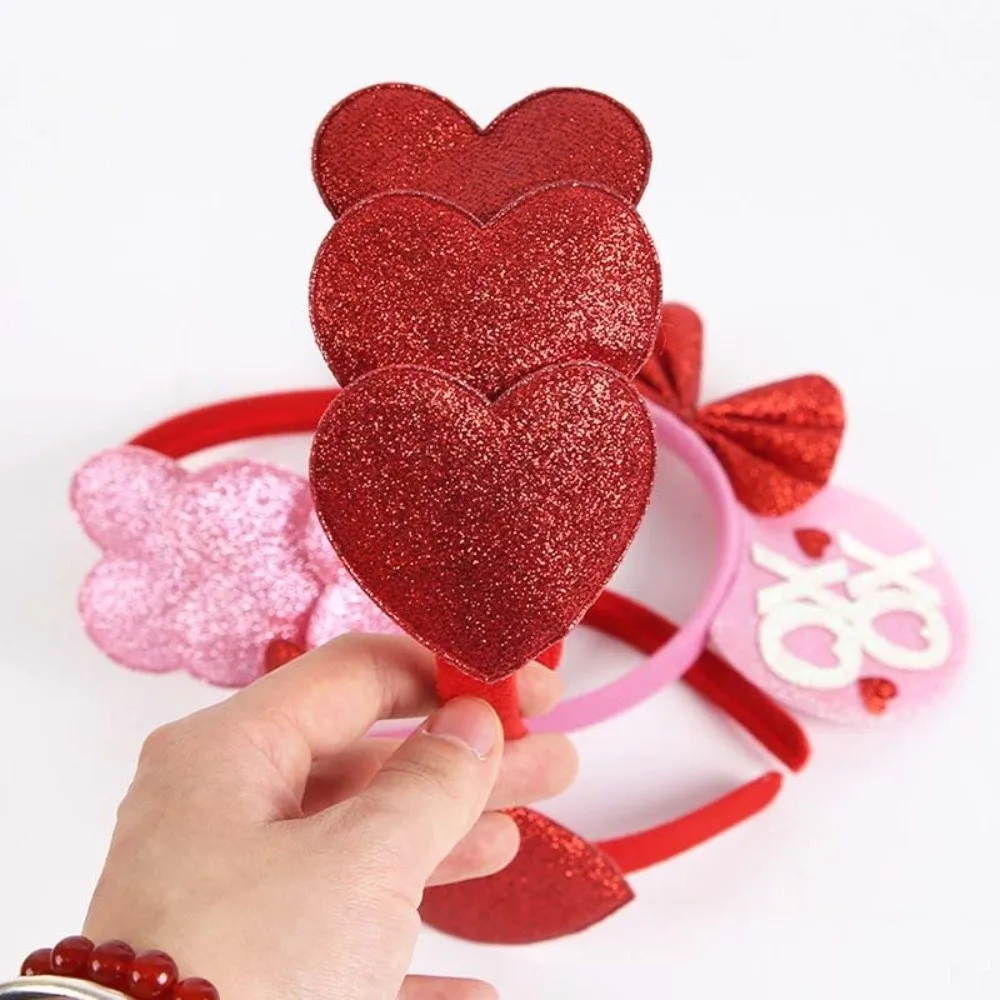 

Performance Props Felt Valentine's Day Hair Hoop Sequins Sweet Red Heart Headband Red Pink Shining Heart Hairband Party