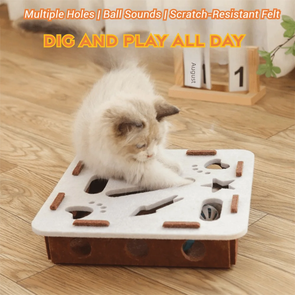 New with Ball Cat Scratching Posts Felt DIY Cat Puzzle Box Compact Size Pet Interactive Toy Indoor