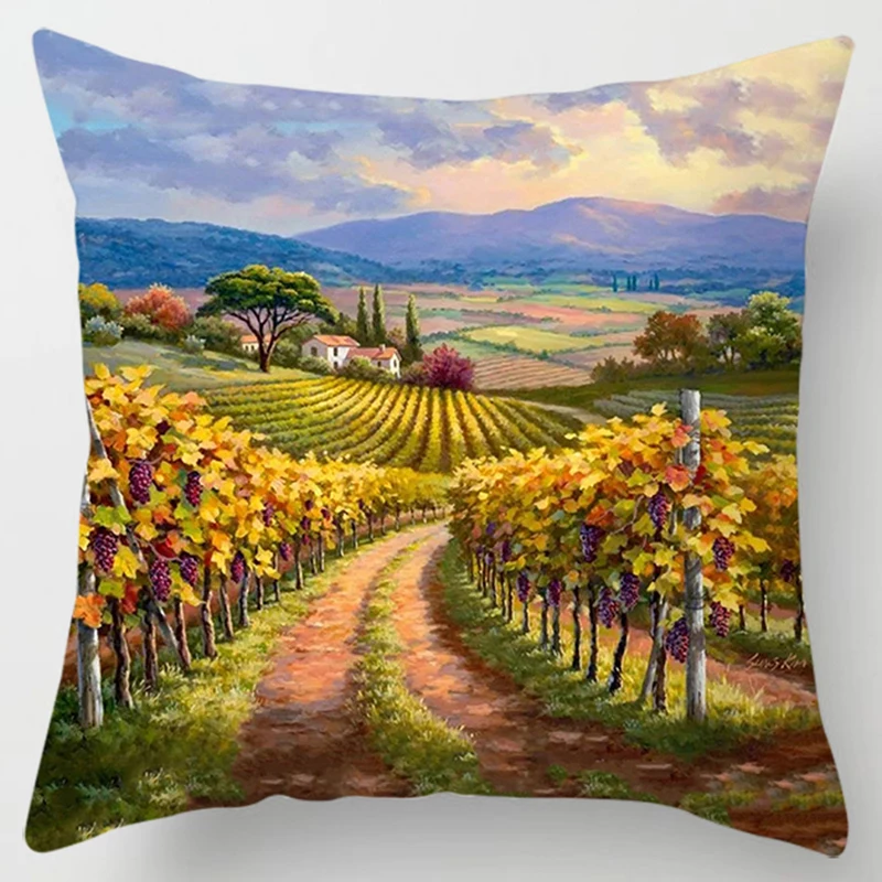 Lavender sunflower printed pattern square cushion cover for home living room sofa car decoration throw pillow pillowcase