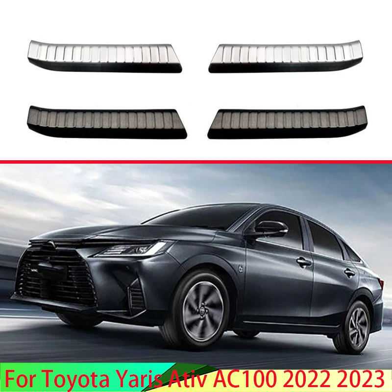 For Toyota Yaris Ativ AC100 2022 2023 Stainless Steel Inner Inside Door Sill Panel Scuff Plate Kick Step Trim Cover Protector