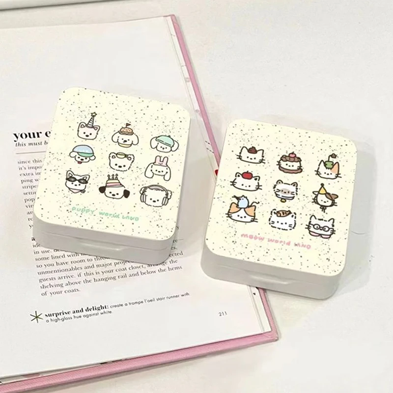 Nine Palace Grid Cute Kitten Ins Girl Flip Iron Box Stickers Gooka Small Card Desktop Storage Box Hand Account Material