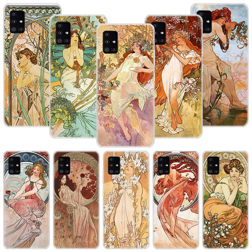 Alfons Mucha Primavera Phone Case For Samsung Galaxy A14 A15 A13 A12 A54 A55 A53 A52 A04S A24 A25 A23 A22 A34 A35 A33 A32 A03S A