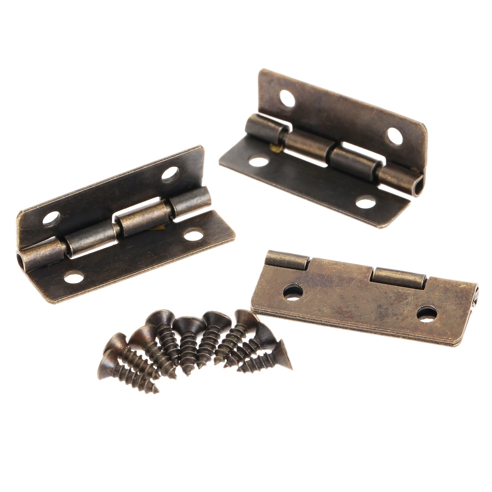 12pcs Antique Bronze Hinges w/screw Vintage Brass 4 hole 30mm Right angle rotation Iron 90 Degree Rotation Jewelry Gift Wood Box