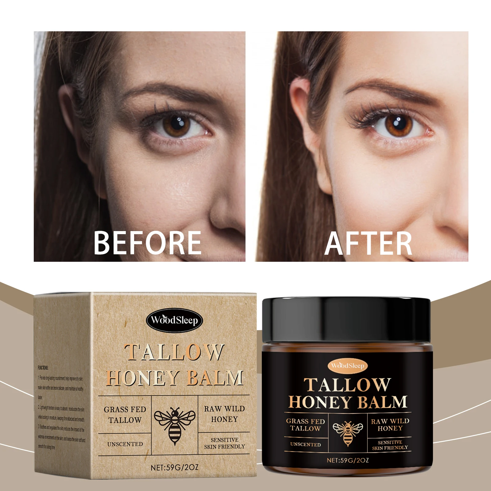 Tallow Honey Balm For Extremely Dry Skin Deep Moisturizing Nourishing Lightweight Fast Absorbing Face Hand Body Daily Care