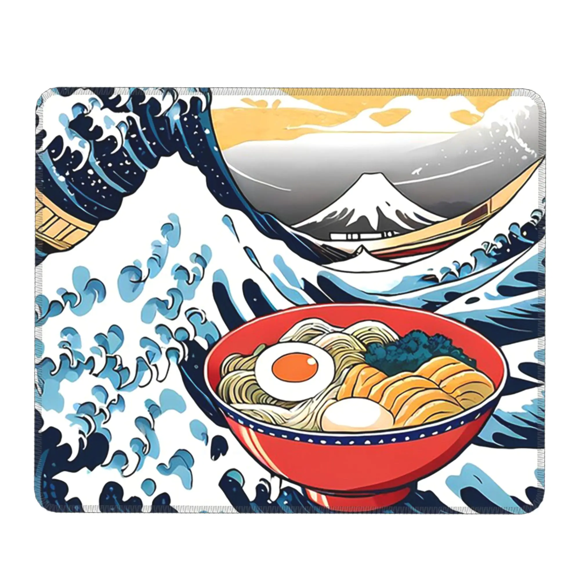 Ukiyo-E Art Style Waves And Ramen Mouse Pad Computer Keyboard Mouse Mat Gaming PC Laptop Desk Mat Office Table Mats
