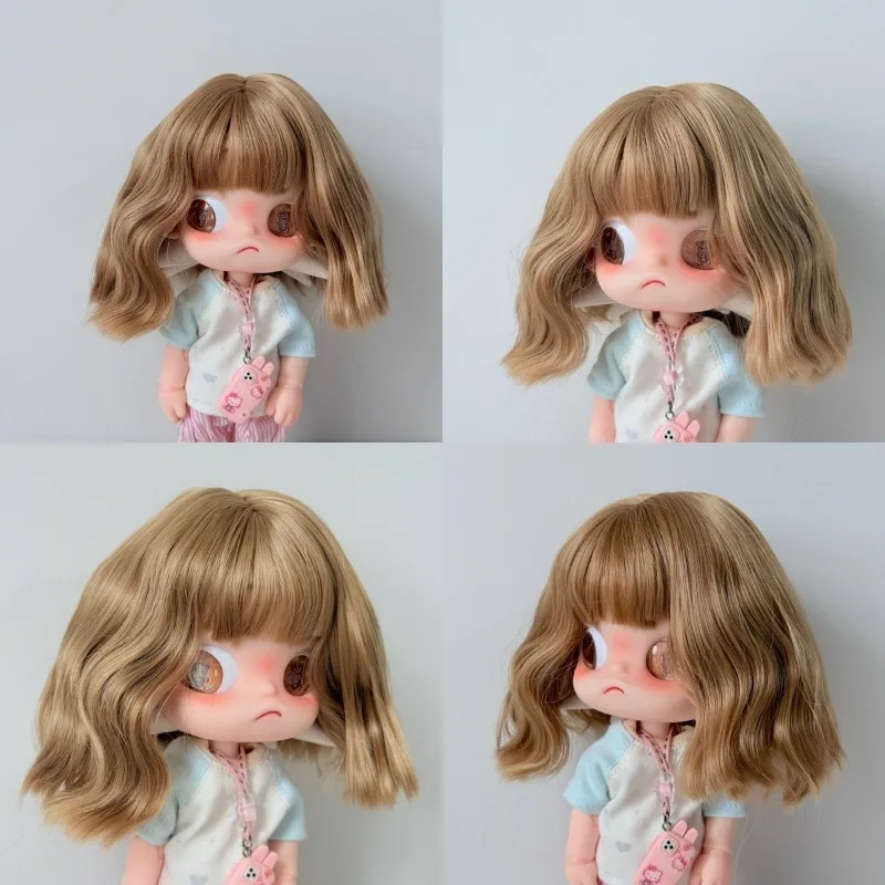 Zisga Gazi Sister BJD/SD Doll Wig Gingerbread Man Curly Hair 2D Coffee Brown Bangs Long Curly Hair Accessories