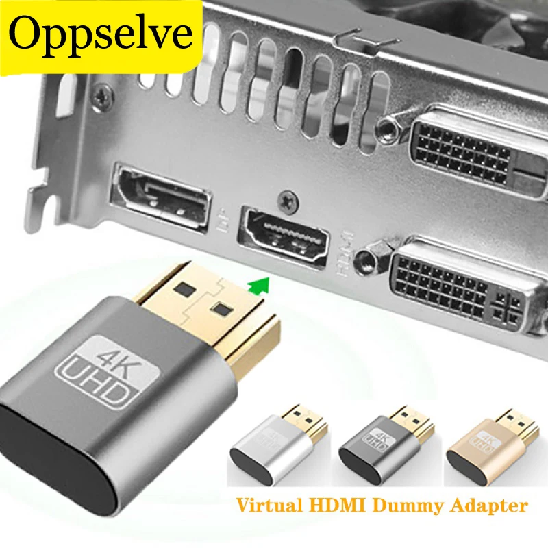 4K DDC EDID Monitor Dummy Emulator HDMI-compatible Adapter Virtual Display Fake Load Cheat Plug Connectors For BTC Mining Miner