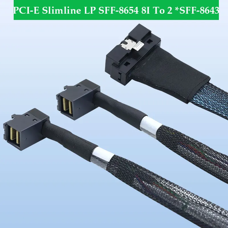 

ADT-Link PCI-E Slimline LP Низкопрофильный SFF-8654 8I до 2 *SFF-8643 Долина адаптера 90 градусов 0,5 м 0,8 м 1 м