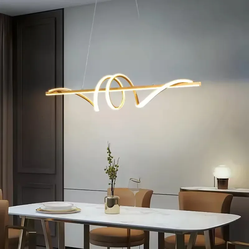 Modern Minimalist Restaurant Chandelier living room Dining Table Threaded Strip Creative Lamps