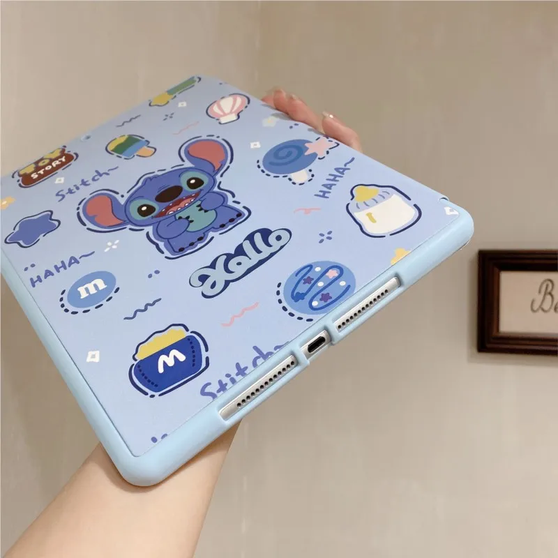 

Cute Stitch 3D Cartoon Tablet Case for iPad 10th Gen 10.9in Air 4/5 10.9 A16 A19 2025 2026 11 child AirTri-fold Shockproof Cover