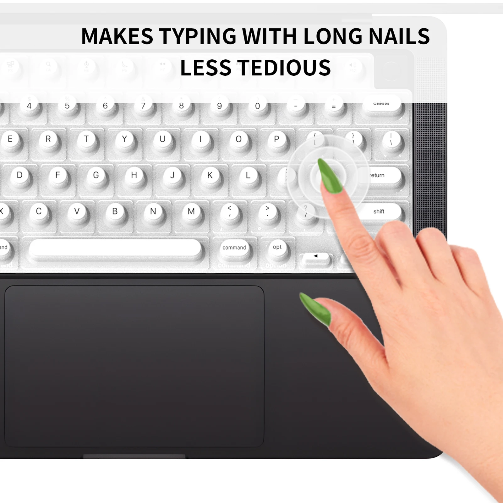 غطاء لوحة مفاتيح طويل للأظافر، واقي لوحة مفاتيح مرفوع لجهاز MacBook Pro/Air Nail Art، لوحة مفاتيح من السيليكون للاستخدام المكتبي أو الدراسة