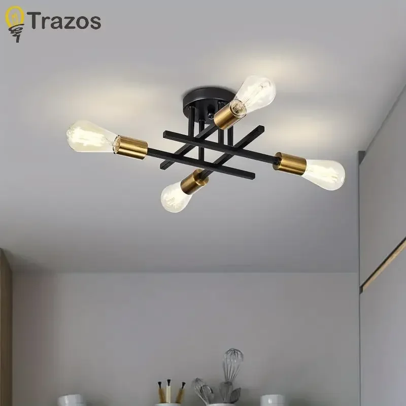 Nordic Industrial Wind Iron Art Ceiling Light Cross-Border E-Commerce Bedroom Study Room Light Creative Personality Simple LED