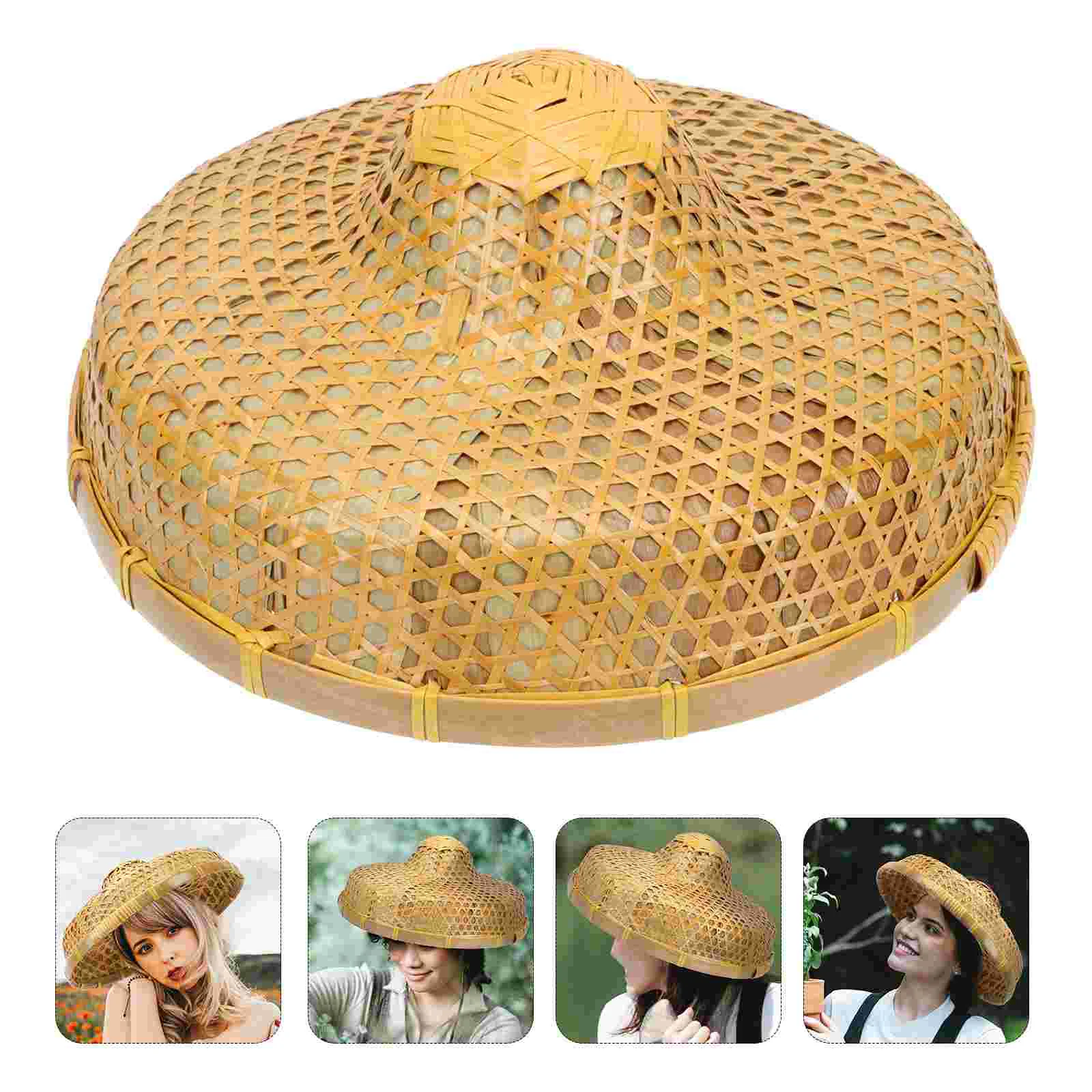 

Straw Hat Rice Bamboo Hats for Men Weaving Farmer Laboring Asian Khaki Man Mens