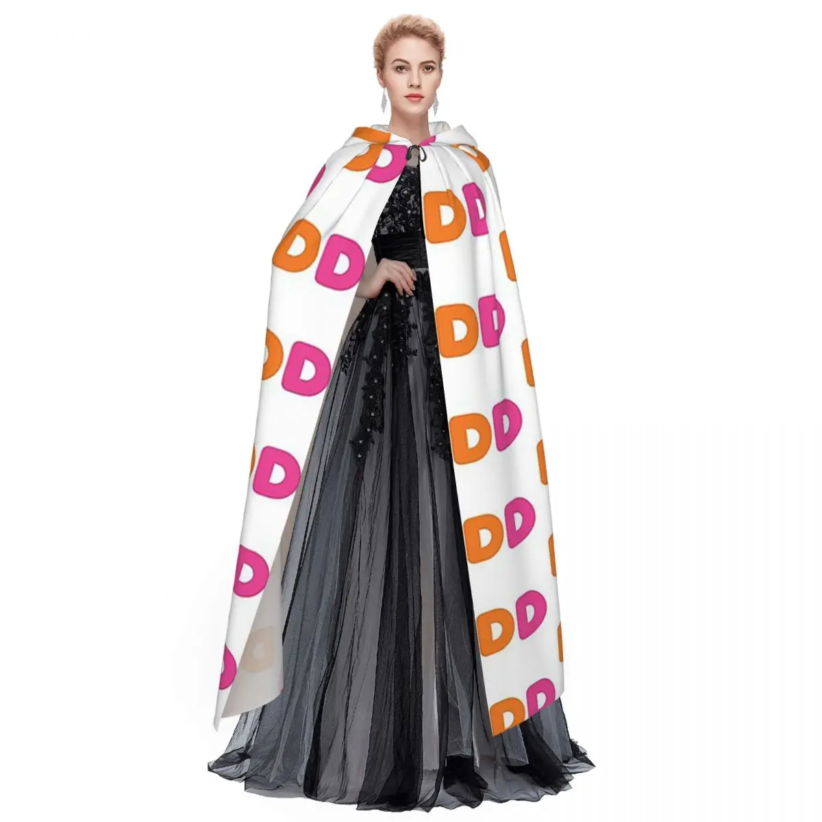 I Love Dunkin Donuts Long Hooded Cloak Witch Medieval Costume Cosplay Cape HalloweenParty Adult Unisex view 5