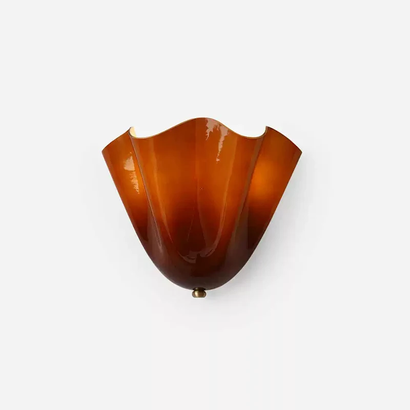 French Retro Colorful Glass Wall Lamps Glossy Glass Shell Lamp Cream Style Living Room Corridor Aisle Bedroom Bedside Wall Light