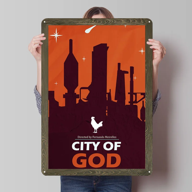 مدينة الله ريترو فيلم علامات معدنية الفيلم ملصق جدار ديكور مخصص صفيح تسجيل ل جدار الفن الديكور حمام غرفة ديكور الرجال المنزل