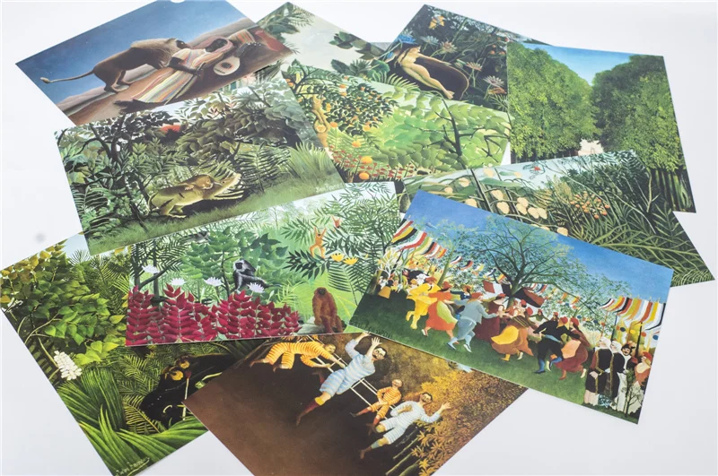 12 Sheets/Set Claude Rousseau Oil Painting Greeting Postcards Interesting Birthday Gift Message Cards