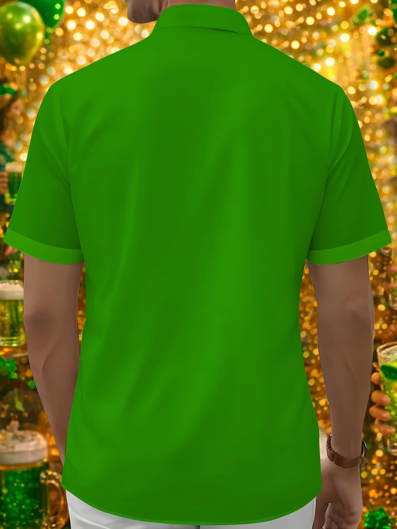Men's Hawaiian Shirt St. Patrick's Day Leprechaun Shamrock Print Short Sleeve Button Down Casual Aloha