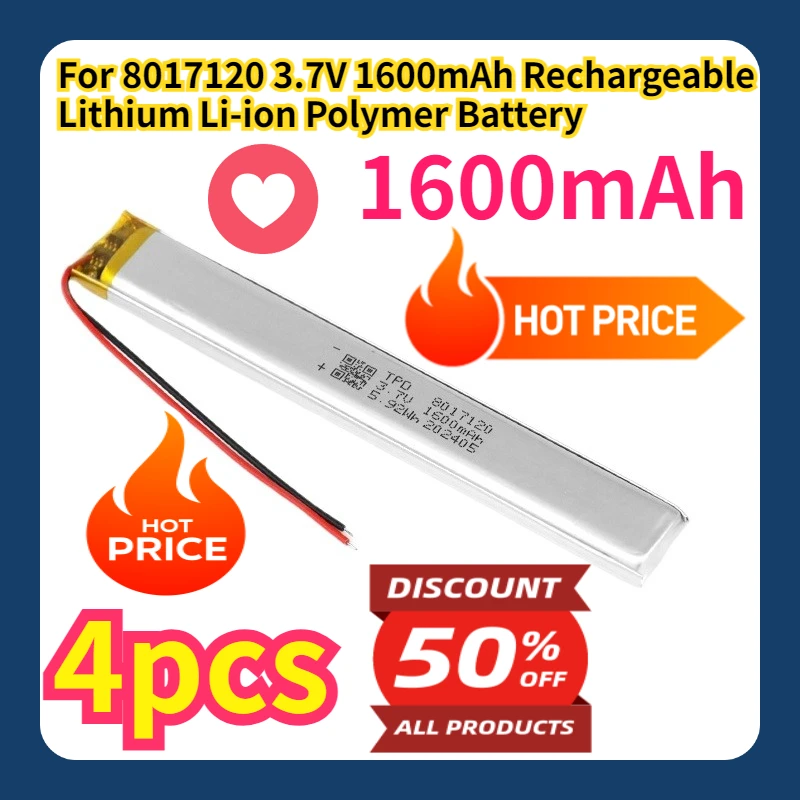 For 8017120 3.7V 1600mAh Rechargeable Lithium Li-ion Polymer Battery