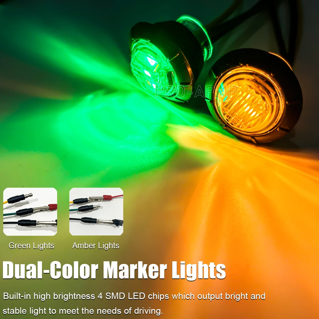 Dual Color LED Side Marker Lights 12V 3/4