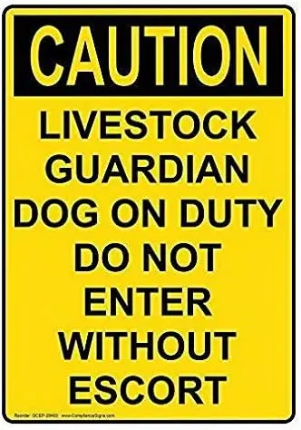 Caution Livestock Guardian Dog On Duty Sign Funny Yard Sign Outdoors Warning Signs Tin Plate Poster 8