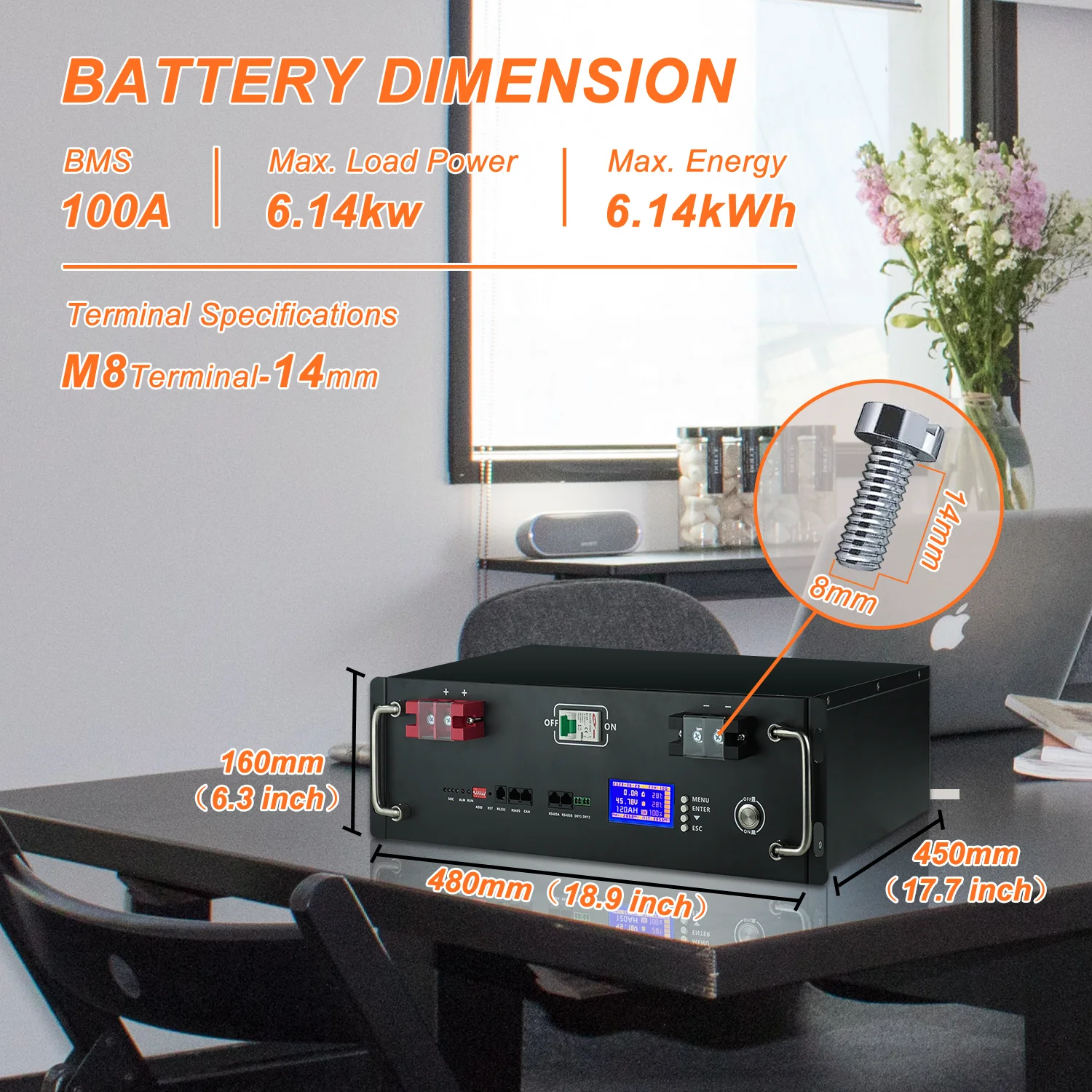 New 48V 120Ah 100Ah 200Ah LiFePo4 Battery Pack Built-in BMS 51.2V 5.12kw 32 Parallel with CAN RS485 Lithium Ion Battery NO TAX