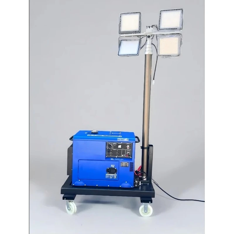 4 Wheeled Trailer Mobile Light Tower Wind Resistance 100km/h 355 Rotation Waterproof Outdoor Emergency Light Tower Customized