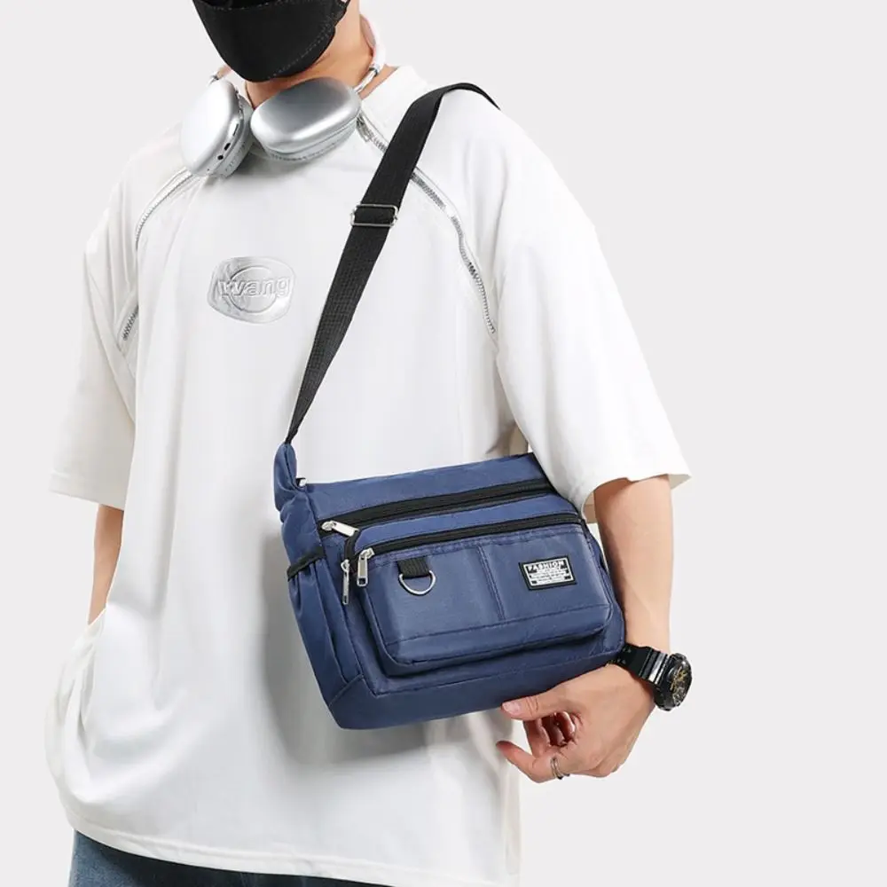 Bolso de mensajero Oxford de ocio para hombre, bandoleras de viaje multicapa con forma cuadrada, bolsillo de almacenamiento con cremallera de gran capacidad para viaje