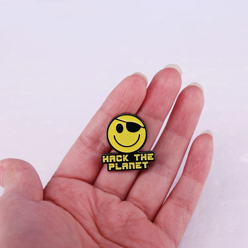 Hack the Planet happy Enamel Pin Badges Hackers Novelty Tag Accessories Great Gift idea view 4