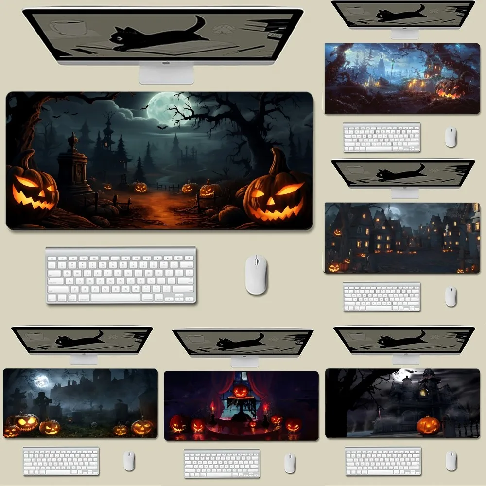 

Large Terror Castle Halloween Night Mousepad New Arrivals Large Gaming Mousepad L XL XXL Gamer Mouse Pad Size For Keyboards Mat