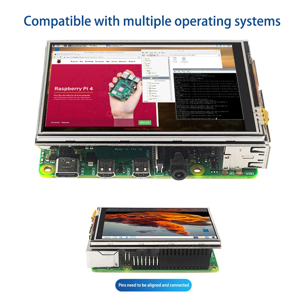 3.5 Inch TFT Resistive Touch Screen 450*320 60FPS Display for Raspberry Pi 125MHz SPI FBCP Driver Support Dual Screen Compatible ZeroW 2B 3B 3B+ 4B With Cooling Fan & Touch Stylus