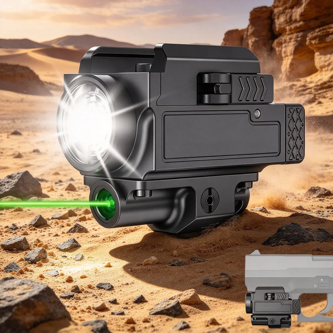 Richfire Green Laser & Flashlight Combo 800 Lumens Gun Light Compact USB Rechargeable Quick Release Gun Torch