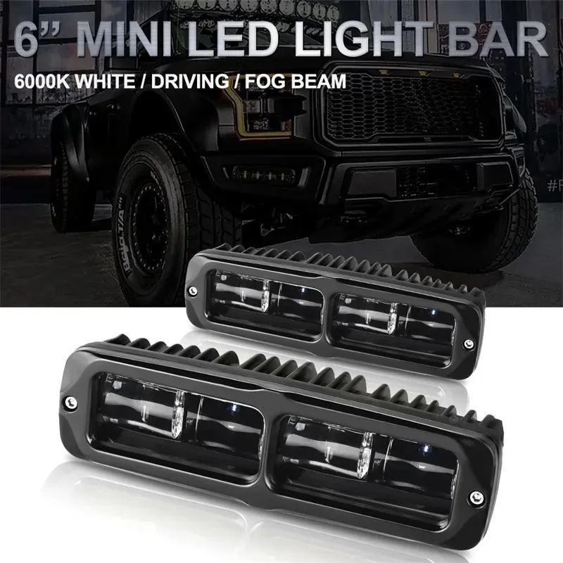 

6Inch 20W Mini LED Light Bar White, 6D Lens Spot Beam Fog Lamp, Waterproof Wide Voltage for Car Truck Off-Road SUV ATV