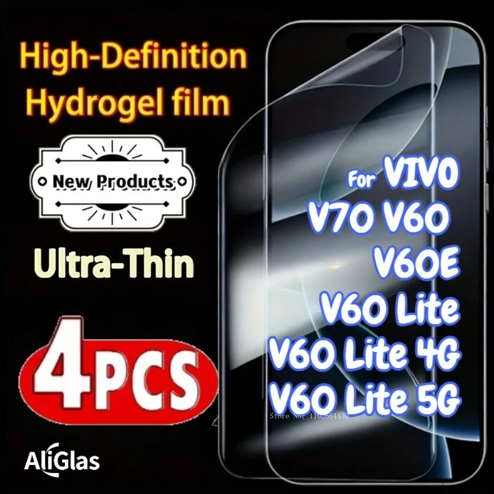 

4Pieces Hydrogel Film For VIVO V60 V70 Series Glossy Screen Protector for VIVO V60 Lite 4G V60E V60 Lite 5G HD Film Anti-Scratch