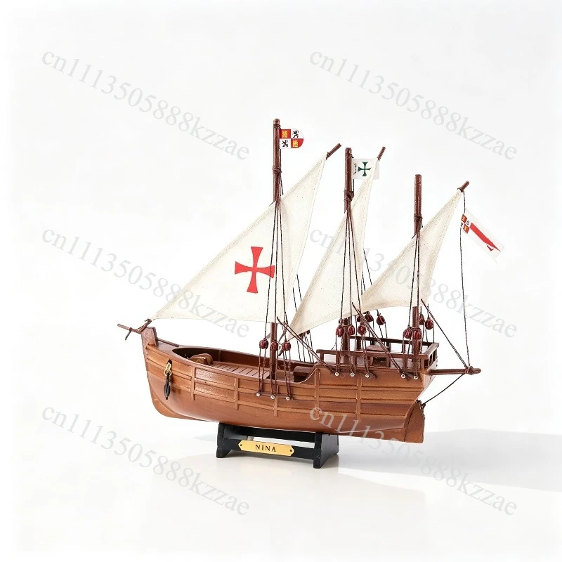 For Santa Maria Columbus Wooden Sailboat Model New World Discovery Mediterranean Collection