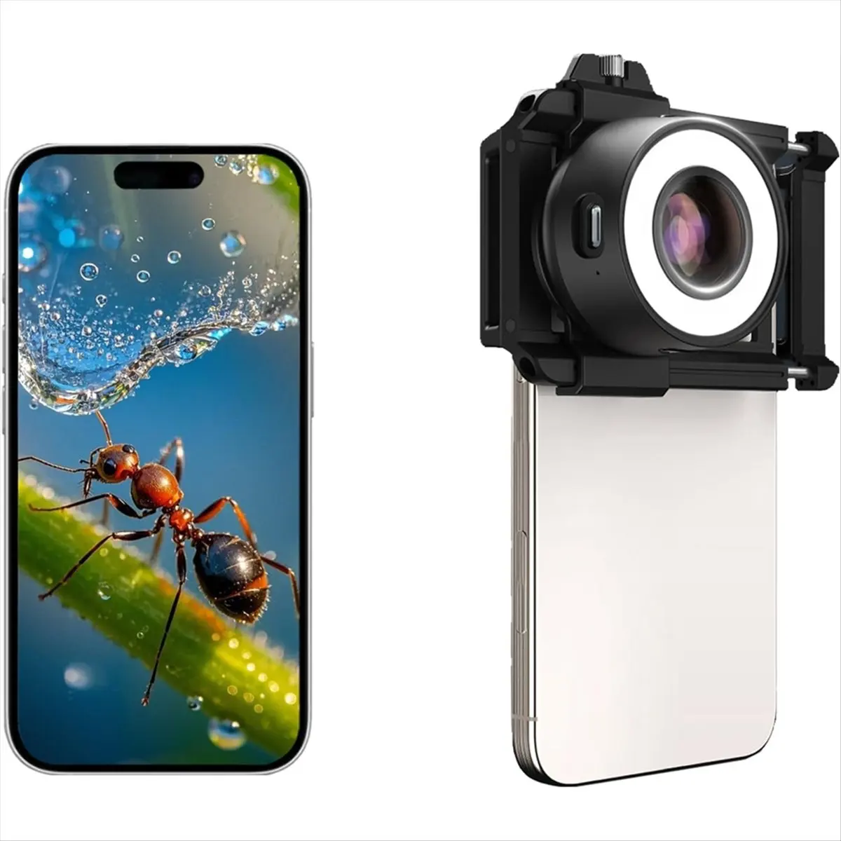 DT75BG 120X Zoom Macro Lens for Cell All Phones, Pocket Microscope Lens with Selfie Light, Macro Photography Lens Cell Phones
