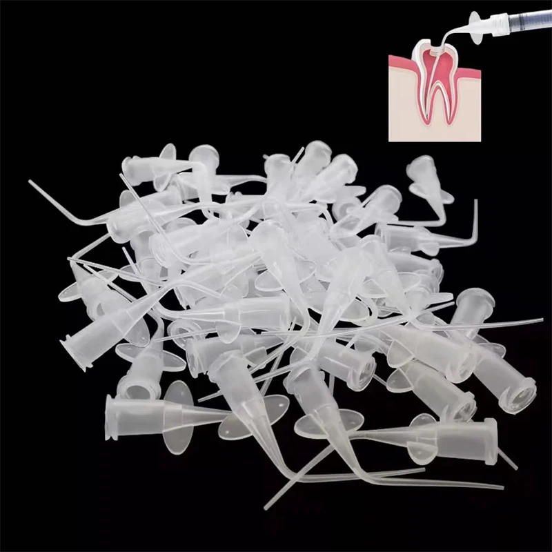 50Pcs Disposable Dental Syringe Plastic Irrigation Needle Tips 0.25mm Endo Irrigation Root Canal Tips for Dentistry Materials