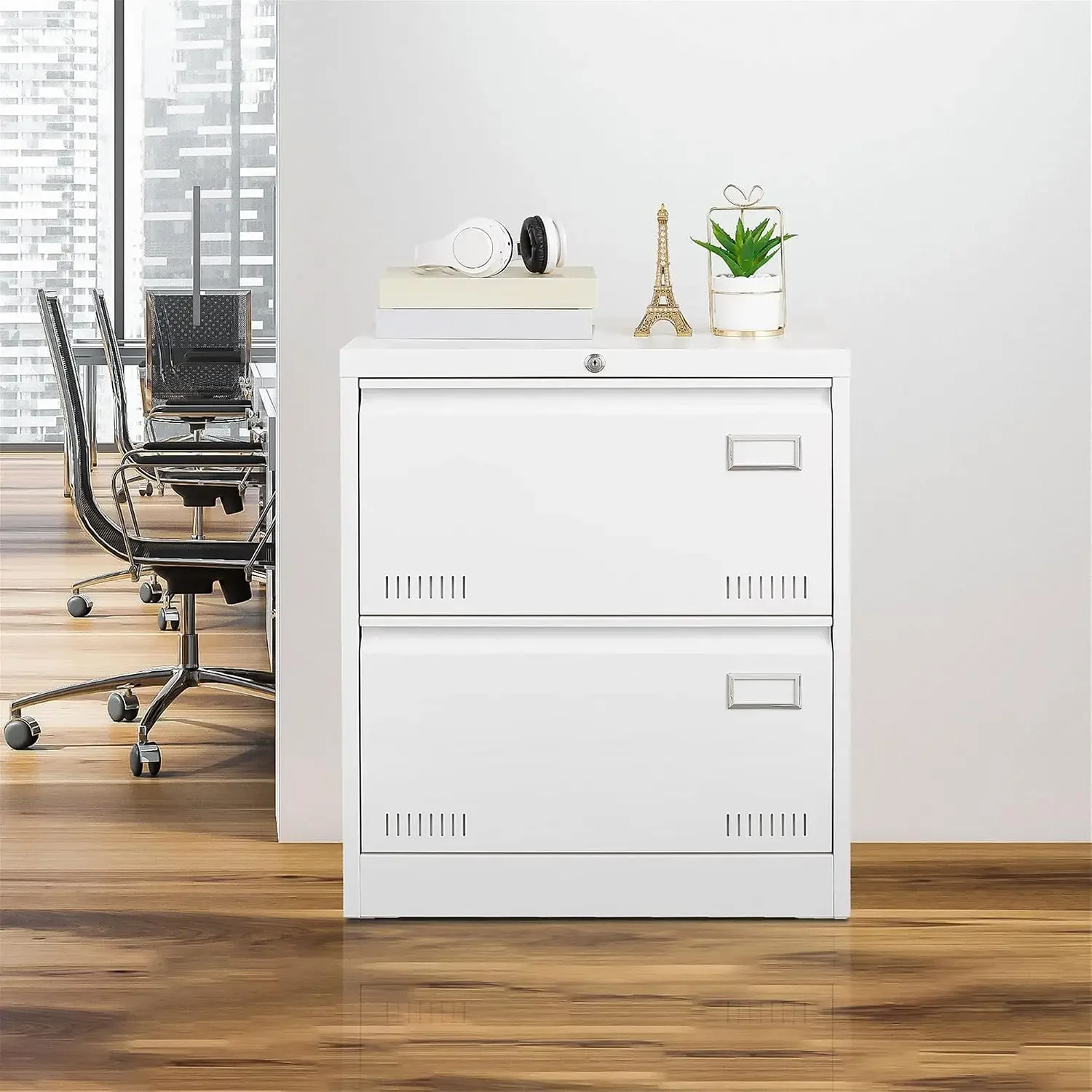 2 Drawer Metal Lateral File Cabinet with Lock, Office Vertical File Cabinet for Home Office, Legal/Letter/A4 Size, Locking Metal