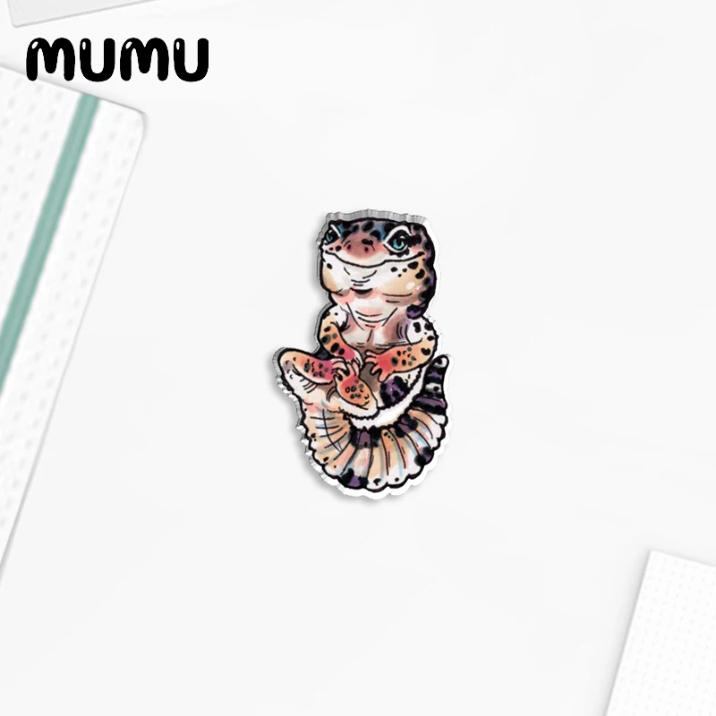 2023 New Leopard Gecko Lapel Pin Animal Acrylic Brooches Handmade Epoxy Jewelry Shirt Bag Badge