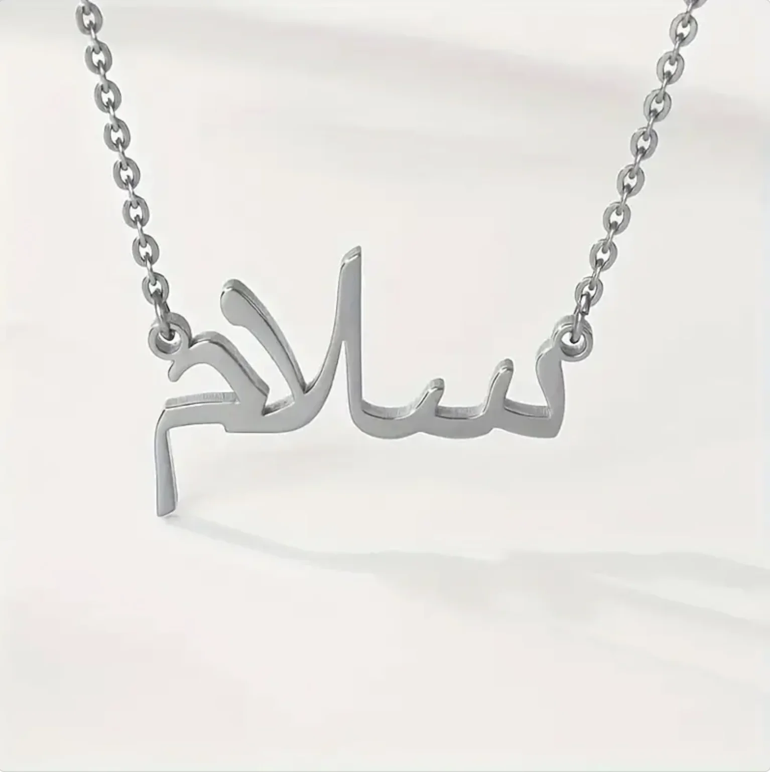 Personalized Stainless Steel Golden Arabic Name Necklace For Ladies Versatile Elegant Daily Wear Jewelry With Custom Nameplate