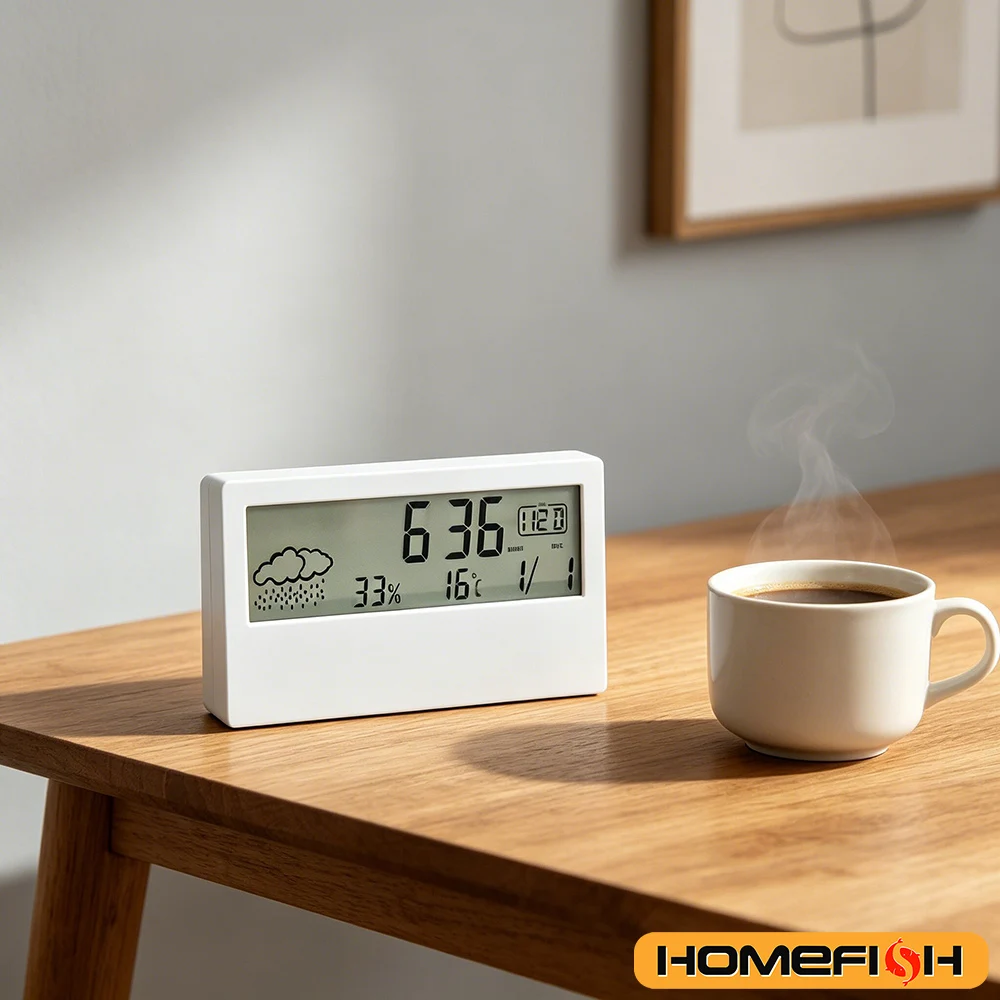 LED Thermometer Thermo-Hygrometer Multifunction Electronic Clock Temperature Humidity Meter Weather Station for Home With Alarm