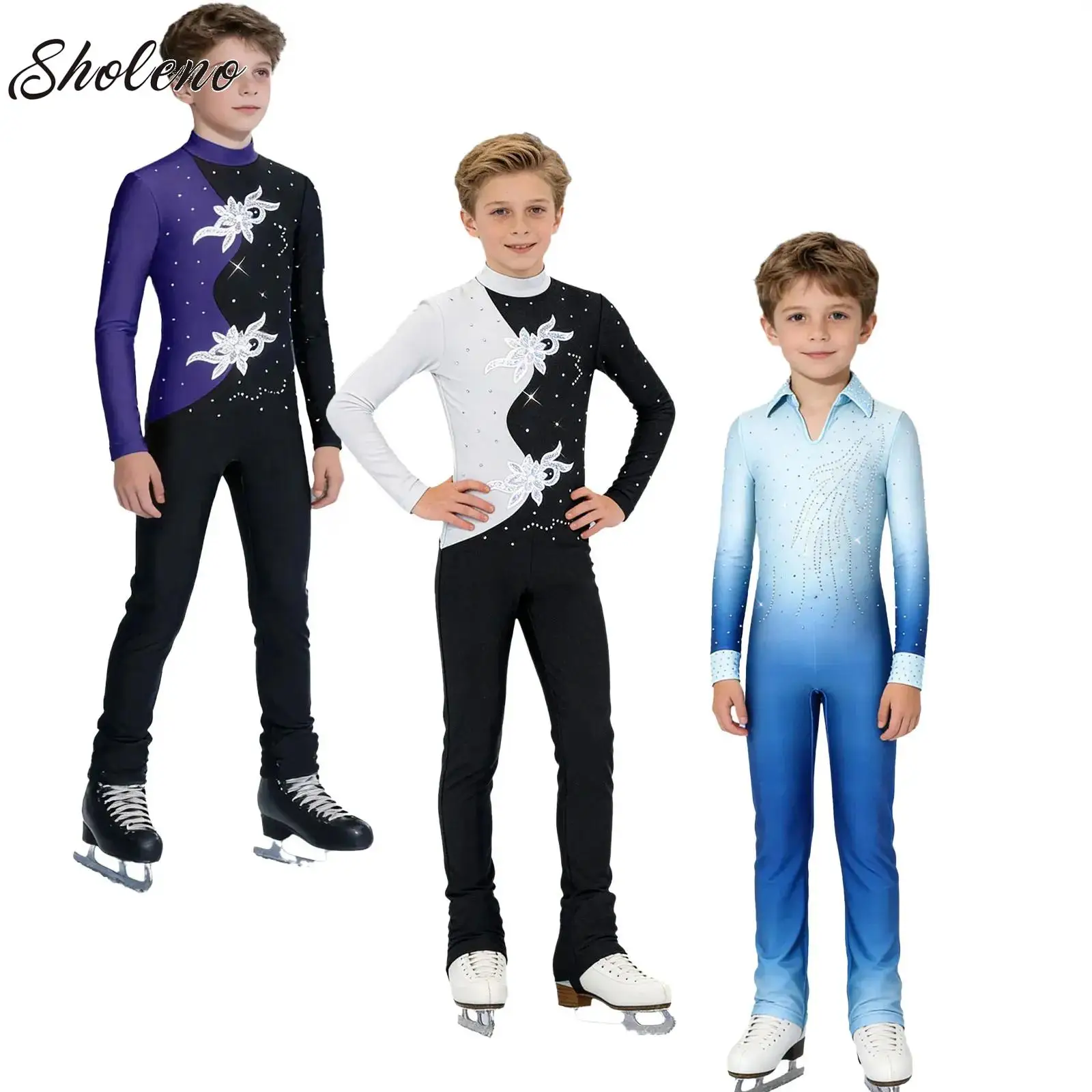 

Kids Ballet Skate Dance Wear Boys Gymnastics Bodysuit Long Sleeve Bodysuit Children Jumpsuit Wear Training Performance Wear