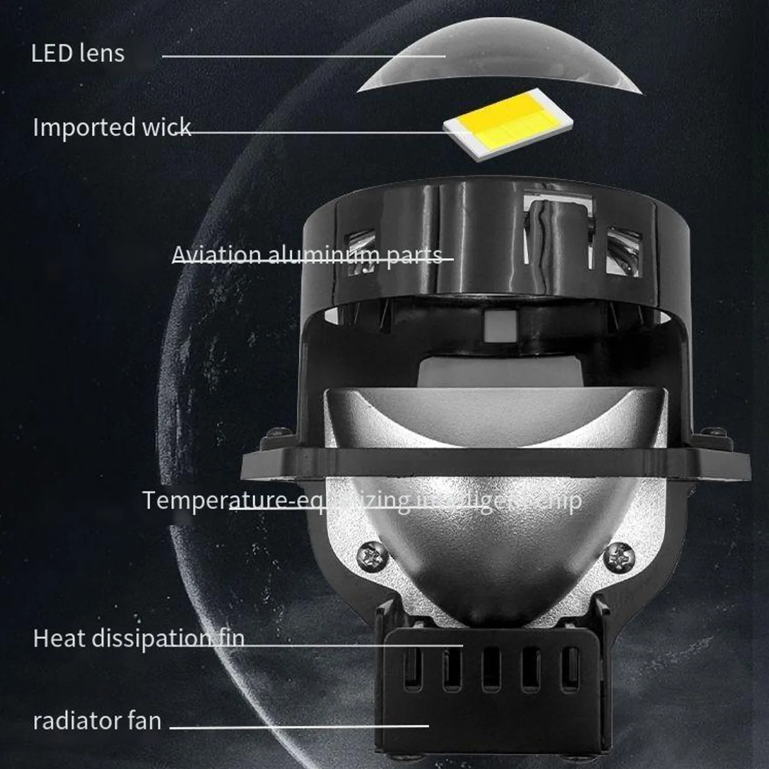

3 Inch Short Bi Led Projector Lens for Car 50W 6000K Hi Lo Beam One Reflector