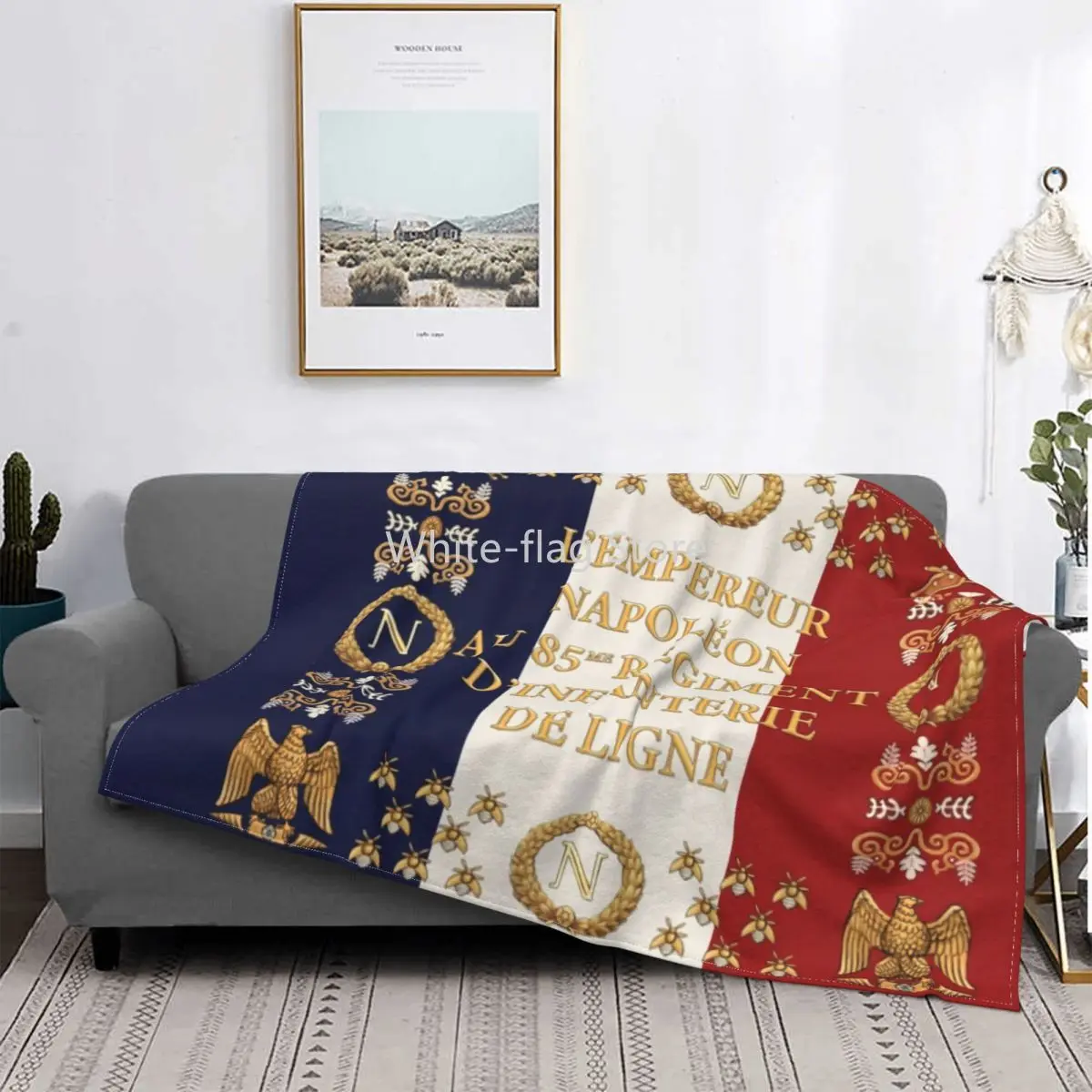 

Napoleonic French 85th Regimental Flag REMASTERED Blanket Warm Fleece Soft Flannel Throw Blankets for Bed Couch Home Spring