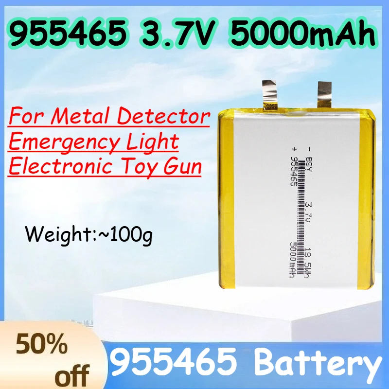 

955465 3.7V 5000mAh Battery for Metal Detector Emergency Light Electronic Toy Gun Rechargeable Battery 955465